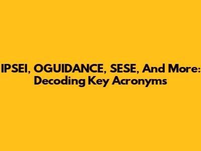 IPSEI, OGUIDANCE, SESE, And More: Decoding Key Acronyms