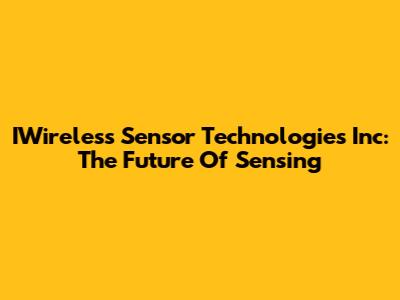 IWireless Sensor Technologies Inc: The Future Of Sensing