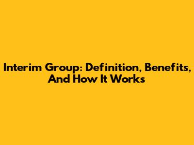 Interim Group: Definition, Benefits, And How It Works