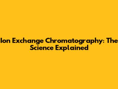Ion Exchange Chromatography: The Science Explained