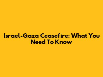Israel-Gaza Ceasefire: What You Need To Know