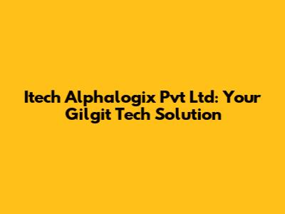 Itech Alphalogix Pvt Ltd: Your Gilgit Tech Solution