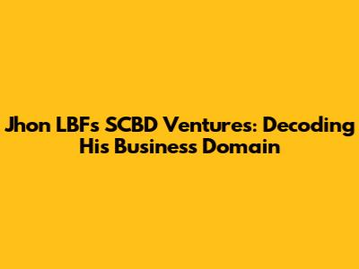 Jhon LBF's SCBD Ventures: Decoding His Business Domain