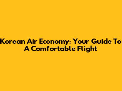 Korean Air Economy: Your Guide To A Comfortable Flight