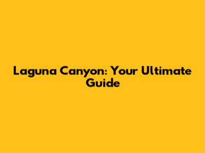 Laguna Canyon: Your Ultimate Guide