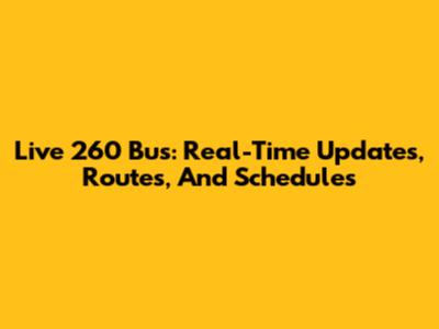 Live 260 Bus: Real-Time Updates, Routes, And Schedules