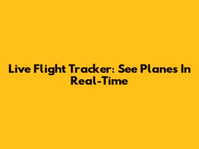 Live Flight Tracker: See Planes In Real-Time
