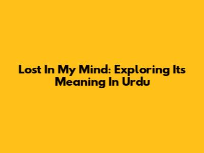 Lost In My Mind: Exploring Its Meaning In Urdu