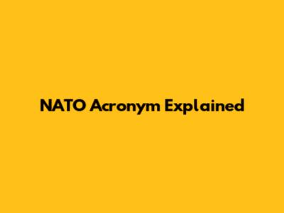 NATO Acronym Explained