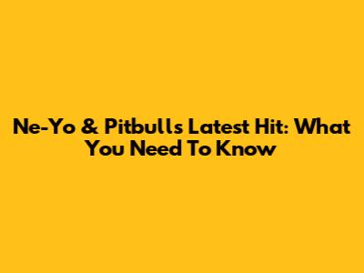 Ne-Yo & Pitbull's Latest Hit: What You Need To Know