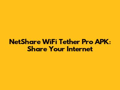 NetShare WiFi Tether Pro APK: Share Your Internet