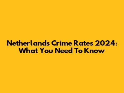 Netherlands Crime Rates 2024: What You Need To Know