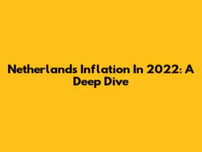 Netherlands Inflation In 2022: A Deep Dive