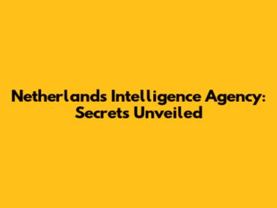 Netherlands Intelligence Agency: Secrets Unveiled
