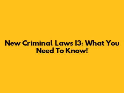 New Criminal Laws I3: What You Need To Know!