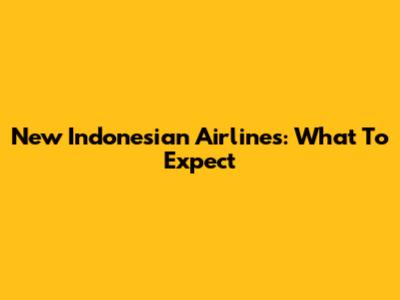 New Indonesian Airlines: What To Expect