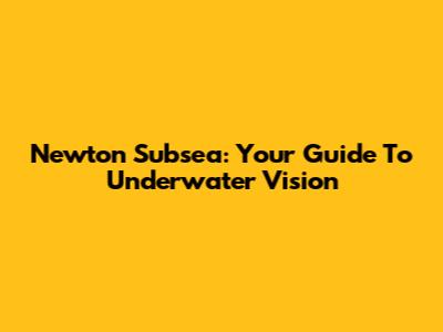 Newton Subsea: Your Guide To Underwater Vision