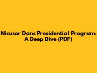 Nicusor Dan's Presidential Program: A Deep Dive (PDF)