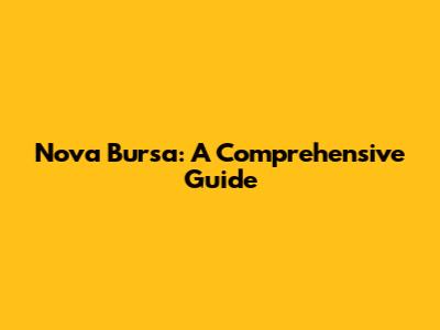 Nova Bursa: A Comprehensive Guide
