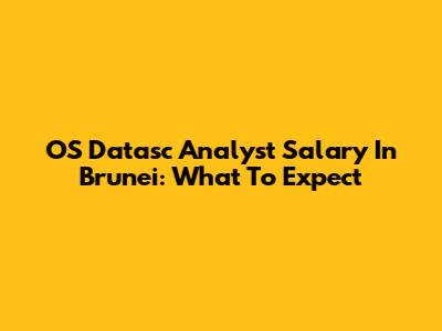 OS Datasc Analyst Salary In Brunei: What To Expect