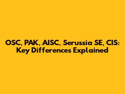 OSC, PAK, AISC, Serussia SE, CIS: Key Differences Explained