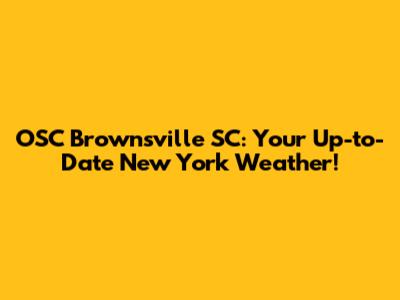 OSC Brownsville SC: Your Up-to-Date New York Weather!