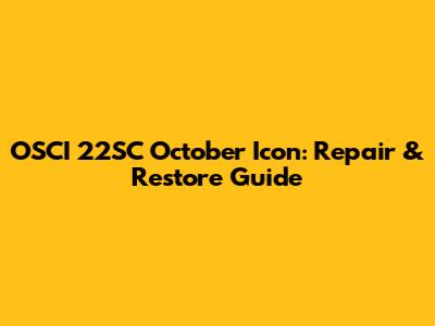 OSCI 22SC October Icon: Repair & Restore Guide