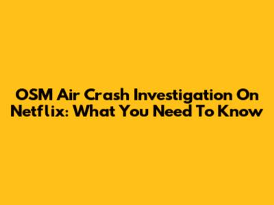 OSM Air Crash Investigation On Netflix: What You Need To Know