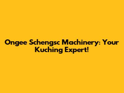 Ongee Schengsc Machinery: Your Kuching Expert!