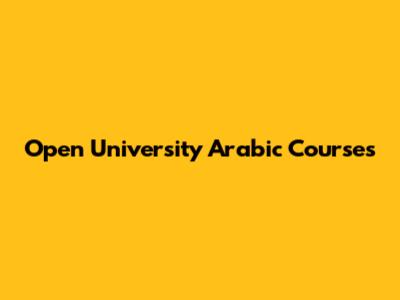 Open University Arabic Courses