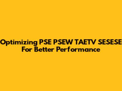 Optimizing PSE PSEW TAETV SESESE For Better Performance