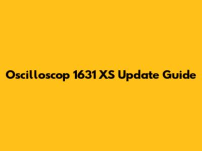 Oscilloscop 1631 XS Update Guide