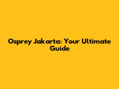 Osprey Jakarta: Your Ultimate Guide