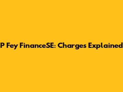 P Fey FinanceSE: Charges Explained
