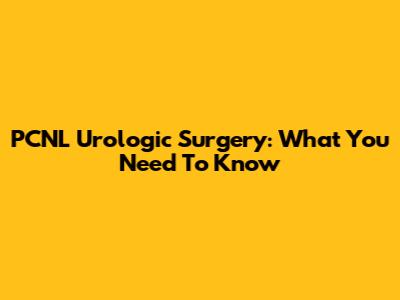 PCNL Urologic Surgery: What You Need To Know
