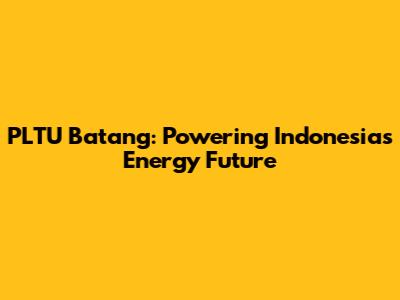 PLTU Batang: Powering Indonesia's Energy Future