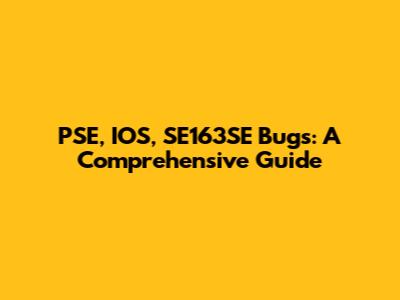 PSE, IOS, SE163SE Bugs: A Comprehensive Guide