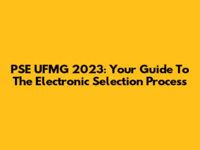 PSE UFMG 2023: Your Guide To The Electronic Selection Process