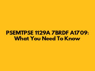 PSEMTPSE 1129A 7BRDF A1709: What You Need To Know