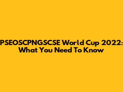 PSEOSCPNGSCSE World Cup 2022: What You Need To Know