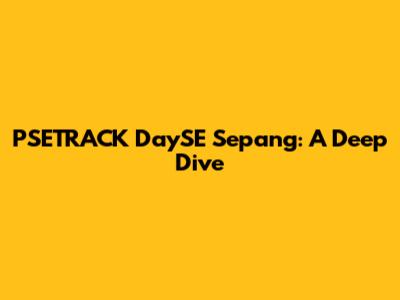 PSETRACK DaySE Sepang: A Deep Dive