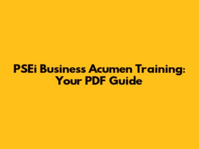 PSEi Business Acumen Training: Your PDF Guide