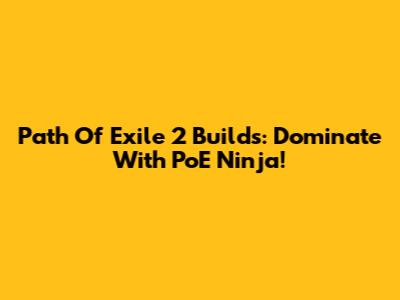 Path Of Exile 2 Builds: Dominate With PoE Ninja!