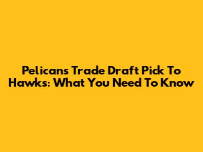 Pelicans Trade Draft Pick To Hawks: What You Need To Know