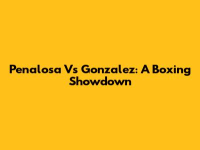 Penalosa Vs Gonzalez: A Boxing Showdown