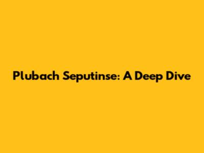 Plubach Seputinse: A Deep Dive