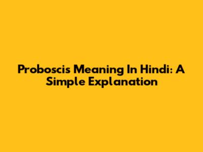 Proboscis Meaning In Hindi: A Simple Explanation