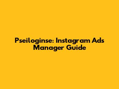 Pseiloginse: Instagram Ads Manager Guide