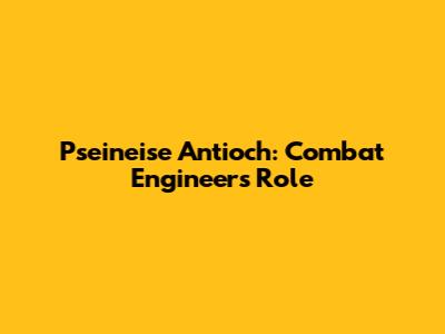 Pseineise Antioch: Combat Engineer's Role