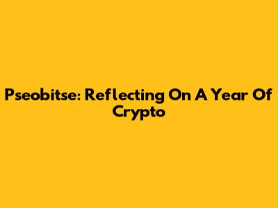 Pseobitse: Reflecting On A Year Of Crypto